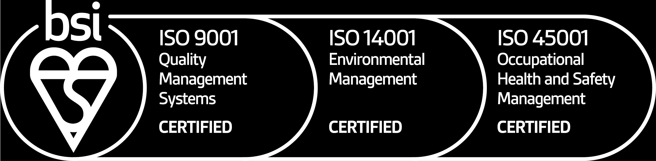 BSI certification for ISO 9001, ISO 14001 and ISO 45001